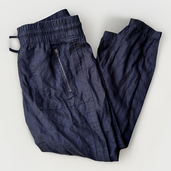 Athlete Women’s Jogger 100% Linen Black Sz 10p Drawstring - Picture 1 of 11